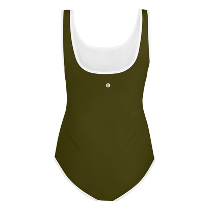 Michigan Upper Peninsula Youth Swimsuit (w/ UP Outline) | Military Green