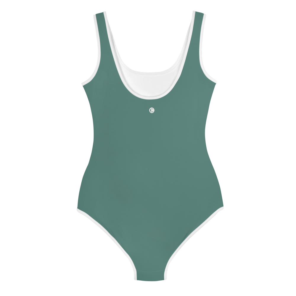 Michigan Upper Peninsula Youth Swimsuit (w/ UP Outline) | Copper Green