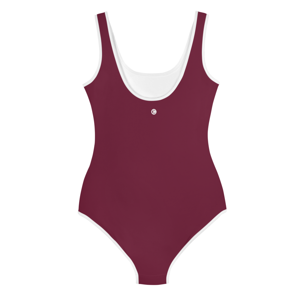 Michigan Upper Peninsula Youth Swimsuit (w/ UP Outline) | Old Mission Burgundy