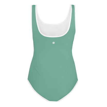 Michigan Upper Peninsula Youth Swimsuit (w/ UP Outline) | Metallic Mint Green