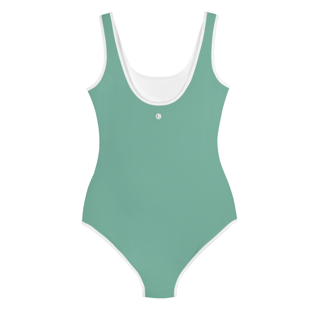 Michigan Upper Peninsula Youth Swimsuit (w/ UP Outline) | Metallic Mint Green