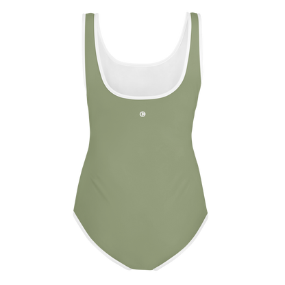 Michigan Upper Peninsula Youth Swimsuit (w/ UP Outline) | Beachgrass Green