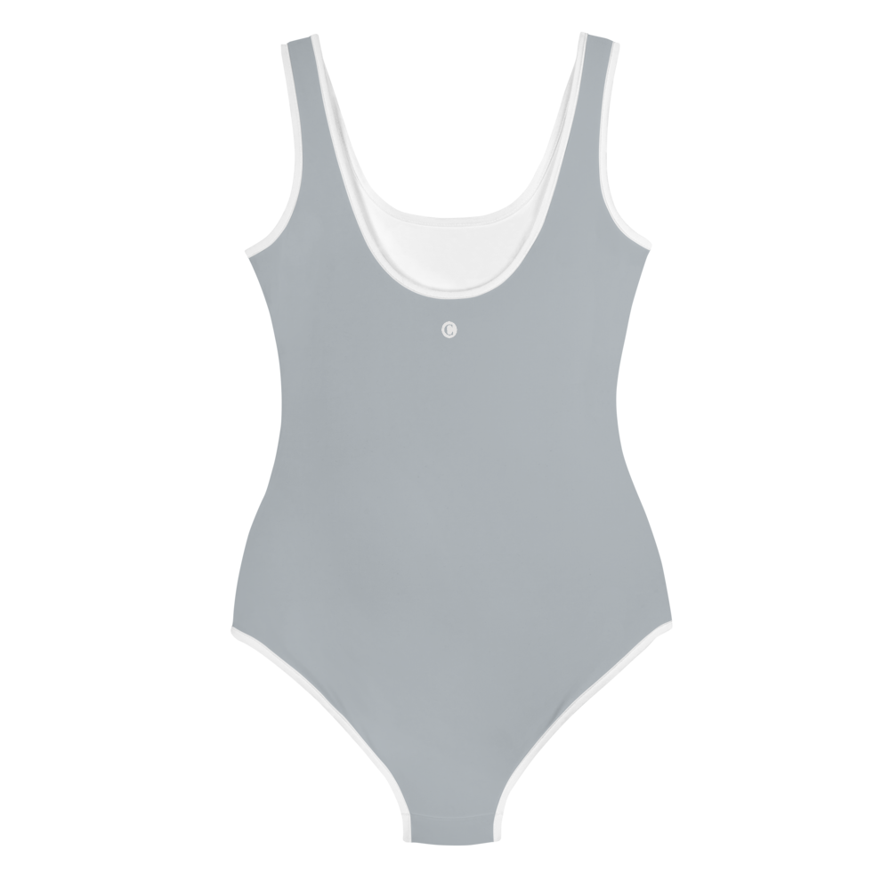 Michigan Upper Peninsula Youth Swimsuit (w/ UP Outline) | Silver