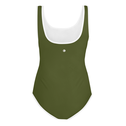 Michigan Upper Peninsula Youth Swimsuit (w/ UP Outline) | Army Green