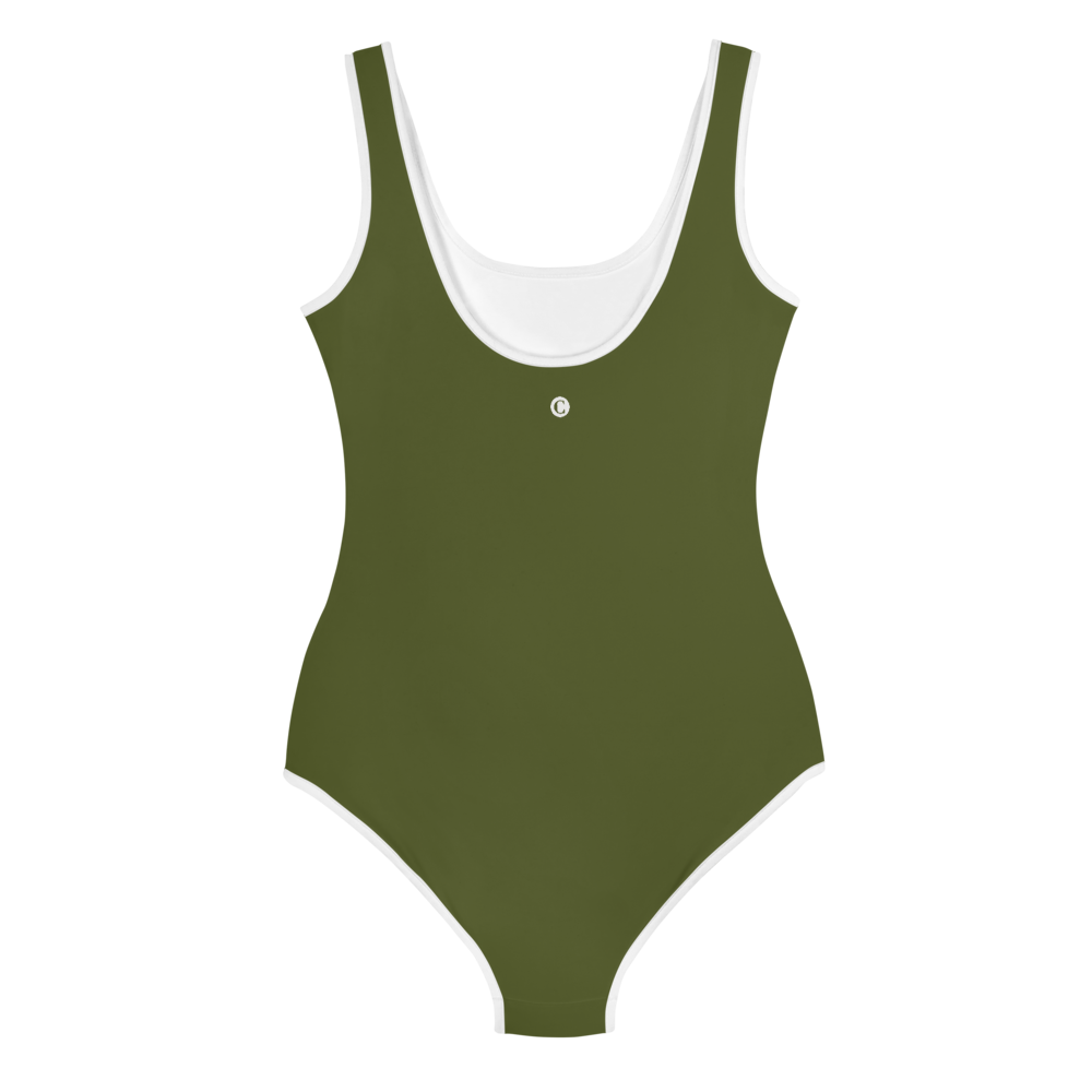 Michigan Upper Peninsula Youth Swimsuit (w/ UP Outline) | Army Green