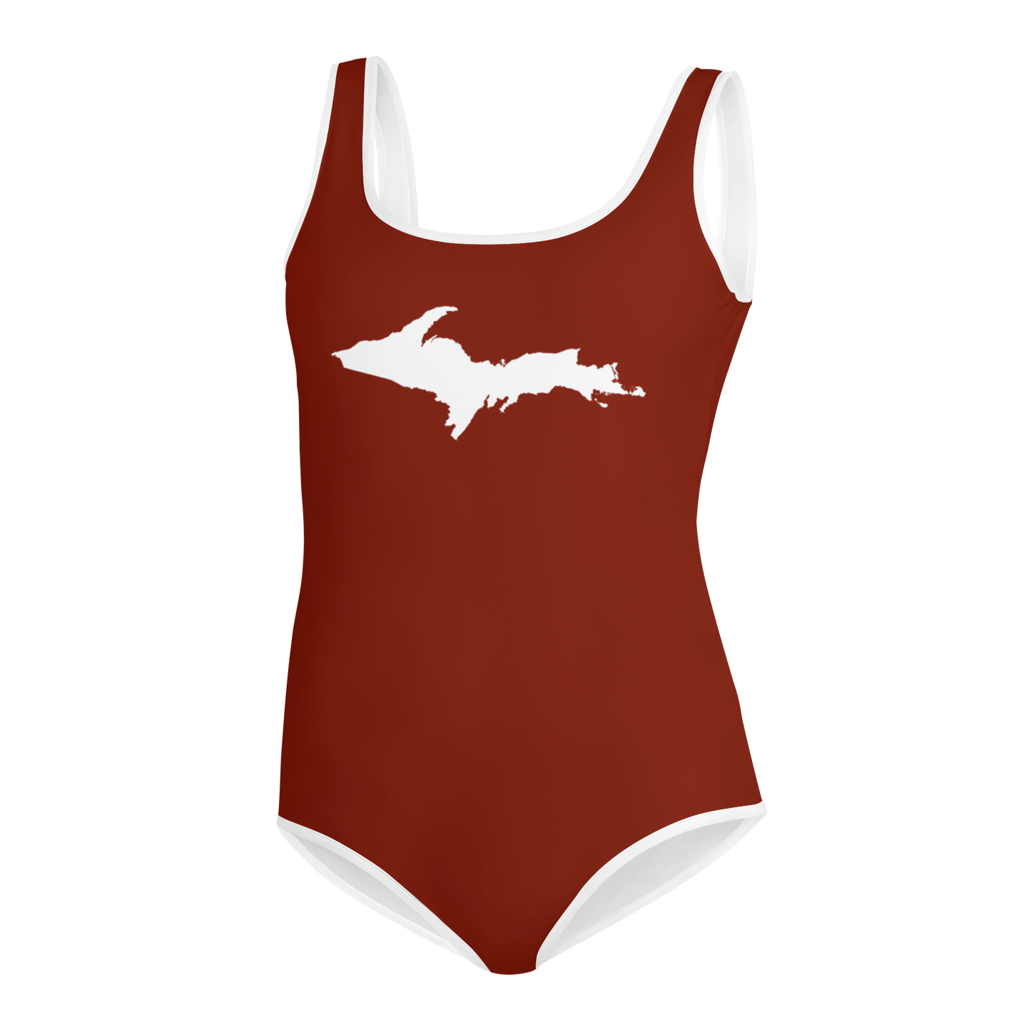 Michigan Upper Peninsula Youth Swimsuit (w/ UP Outline) | Cherryland Red