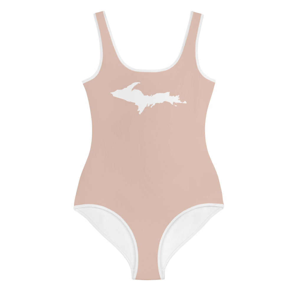 Michigan Upper Peninsula Youth Swimsuit (w/ UP Outline) | Rose Gold