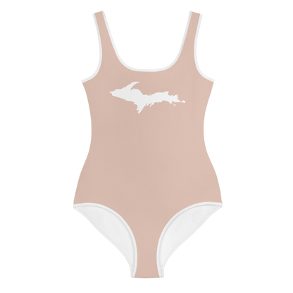 Michigan Upper Peninsula Youth Swimsuit (w/ UP Outline) | Rose Gold