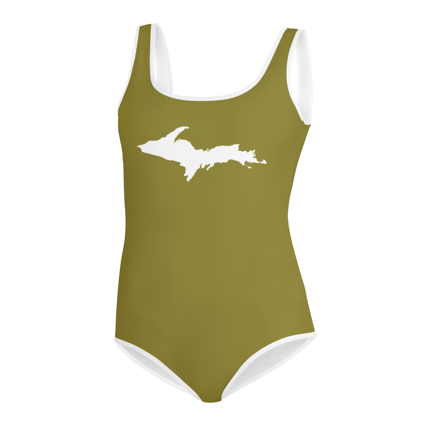 Michigan Upper Peninsula Youth Swimsuit (w/ UP Outline) | Scrub Gold