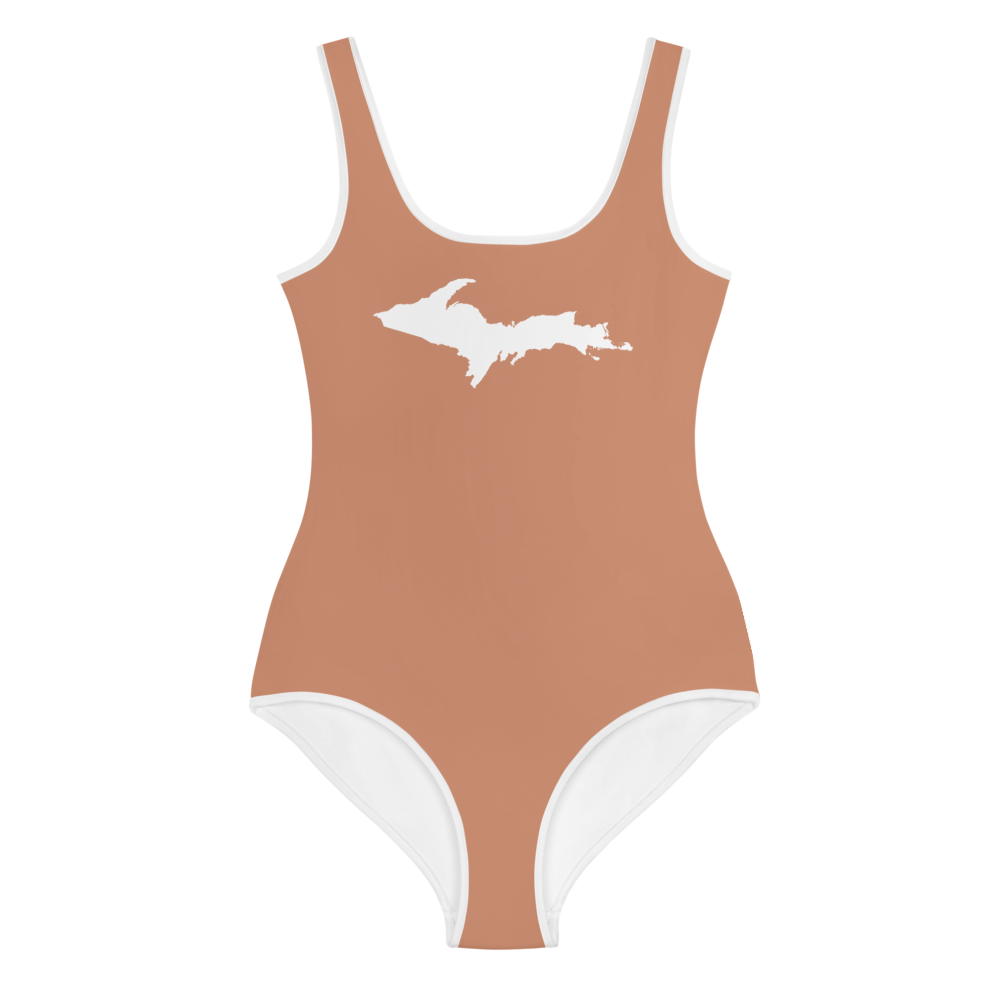 Michigan Upper Peninsula Youth Swimsuit (w/ UP Outline) | Copper Color