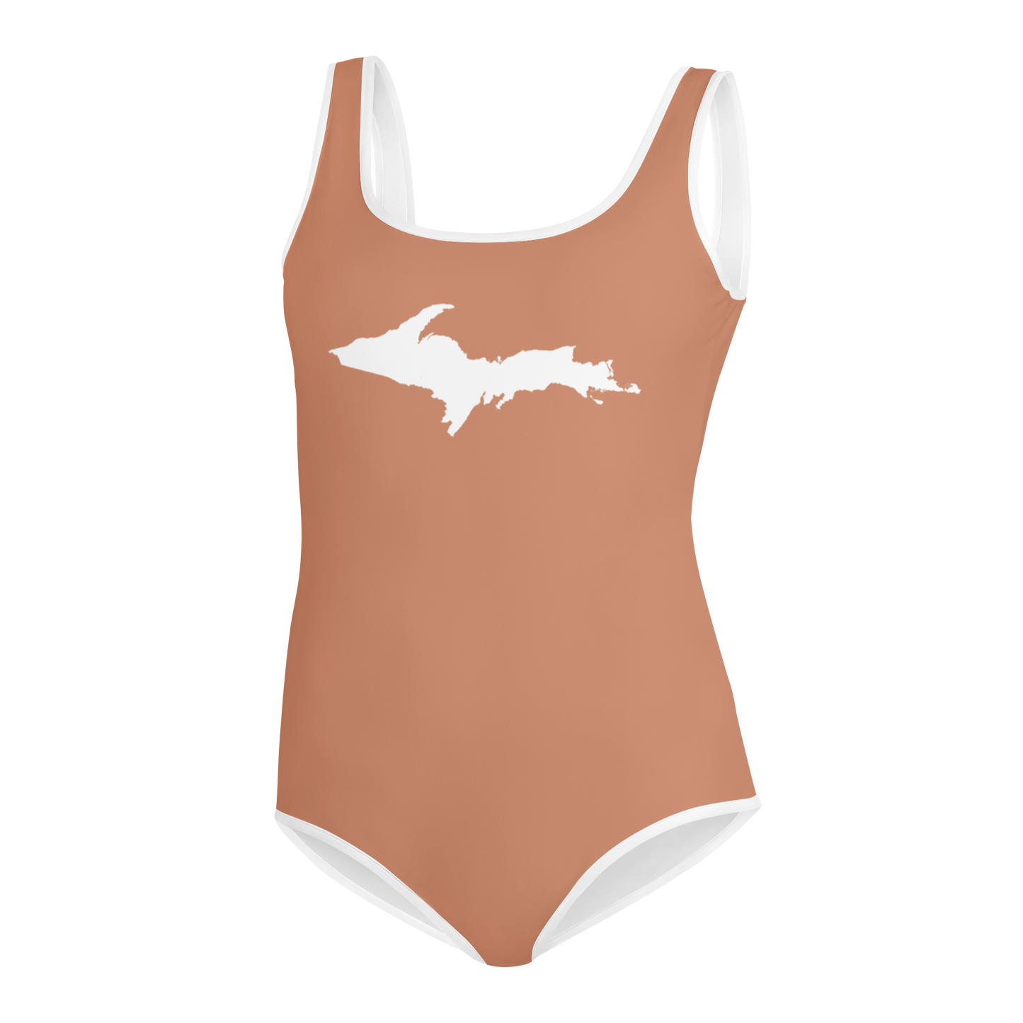 Michigan Upper Peninsula Youth Swimsuit (w/ UP Outline) | Copper Color