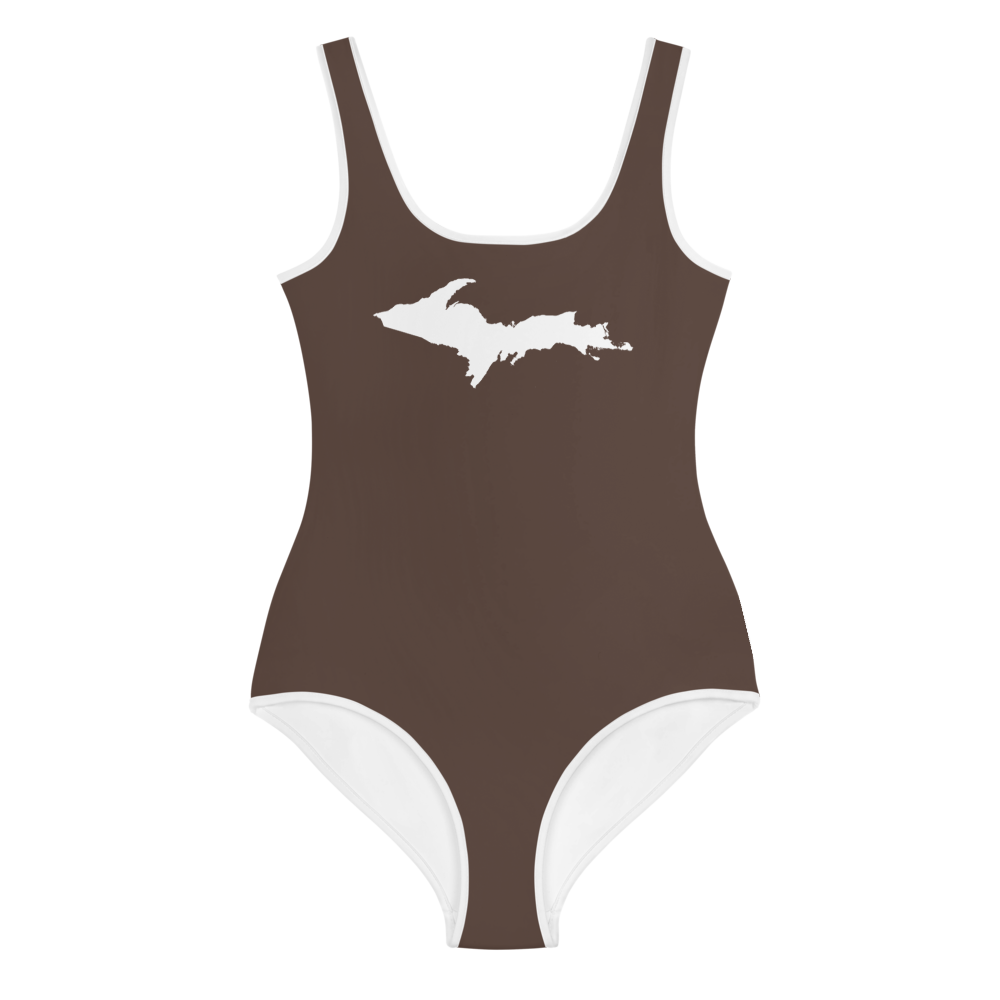 Michigan Upper Peninsula Youth Swimsuit (w/ UP Outline) | Hickory Color