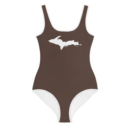 Michigan Upper Peninsula Youth Swimsuit (w/ UP Outline) | Hickory Color