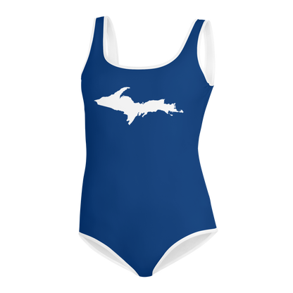 Michigan Upper Peninsula Youth Swimsuit (w/ UP Outline) | Dearborn Blue