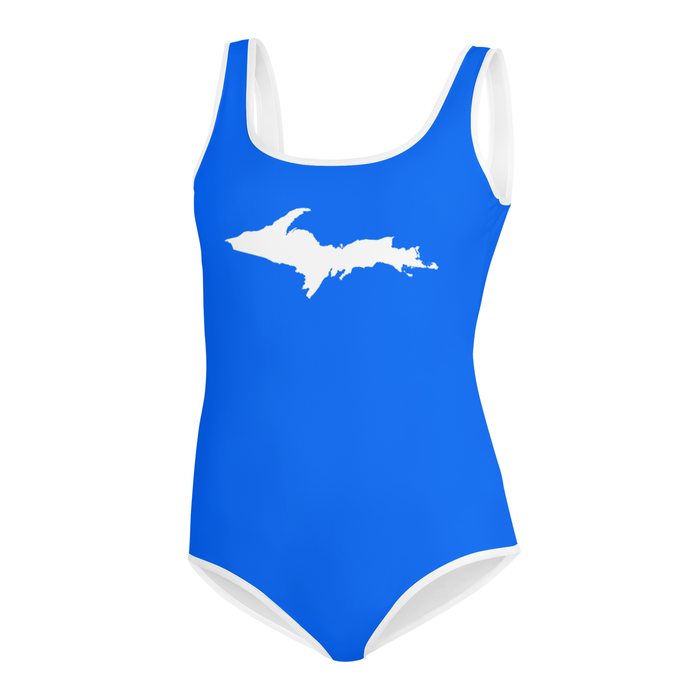 Michigan Upper Peninsula Youth Swimsuit (w/ UP Outline) | Motor Town Blue