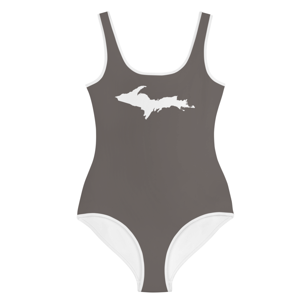 Michigan Upper Peninsula Youth Swimsuit (w/ UP Outline) | Warren Tank Grey