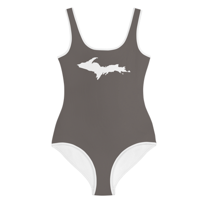 Michigan Upper Peninsula Youth Swimsuit (w/ UP Outline) | Warren Tank Grey