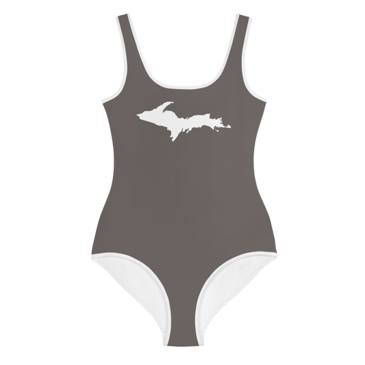 Michigan Upper Peninsula Youth Swimsuit (w/ UP Outline) | Warren Tank Grey