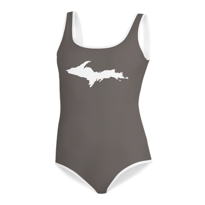 Michigan Upper Peninsula Youth Swimsuit (w/ UP Outline) | Warren Tank Grey