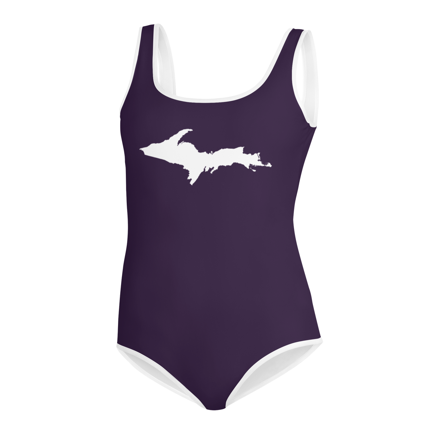 Michigan Upper Peninsula Youth Swimsuit (w/ UP Outline) | Blackcurrant