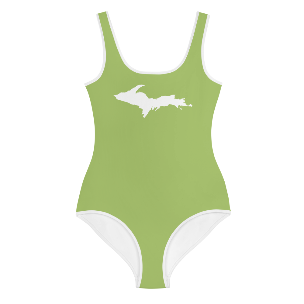 Michigan Upper Peninsula Youth Swimsuit (w/ UP Outline) | Gooseberry Green