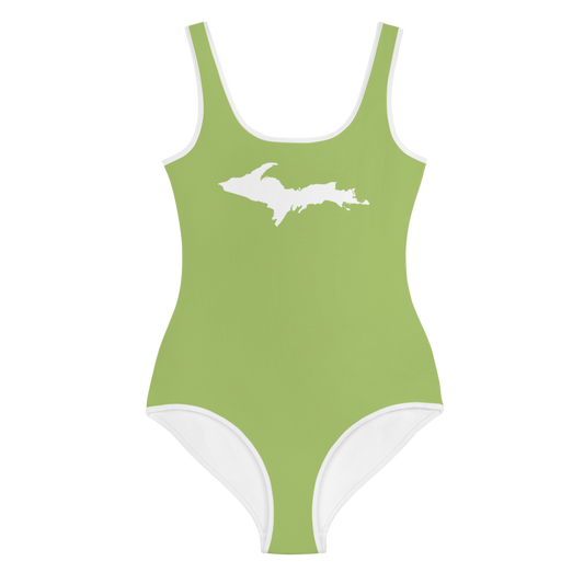 Michigan Upper Peninsula Youth Swimsuit (w/ UP Outline) | Gooseberry Green