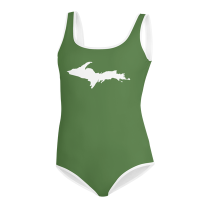 Michigan Upper Peninsula Youth Swimsuit (w/ UP Outline) | Pine Green