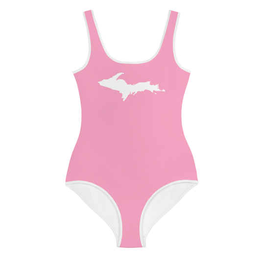 Michigan Upper Peninsula Youth Swimsuit (w/ UP Outline) | '67 Caddie Pink