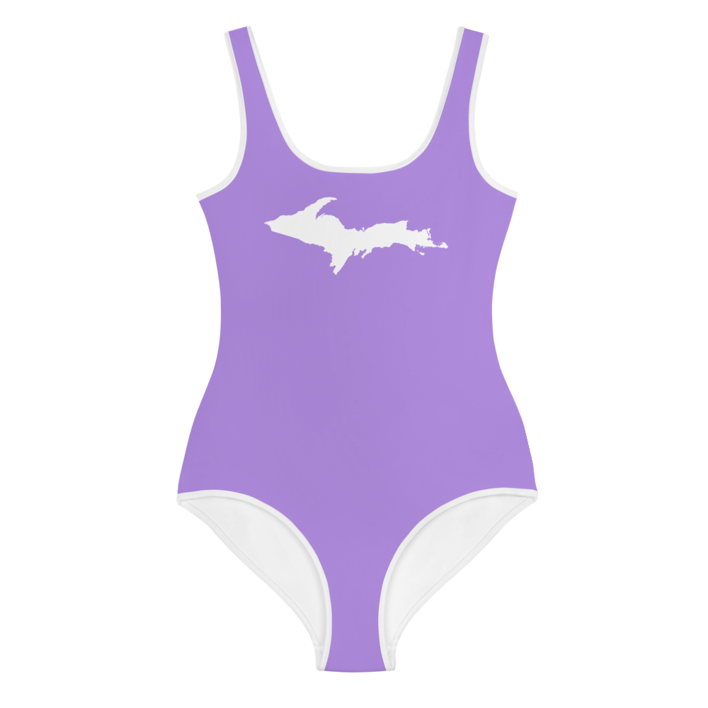 Michigan Upper Peninsula Youth Swimsuit (w/ UP Outline) | Lavender