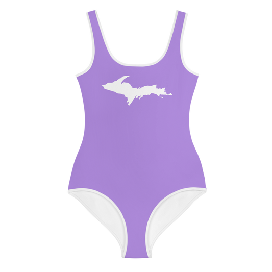 Michigan Upper Peninsula Youth Swimsuit (w/ UP Outline) | Lavender