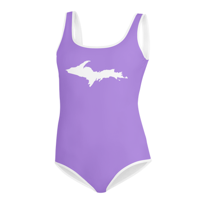 Michigan Upper Peninsula Youth Swimsuit (w/ UP Outline) | Lavender