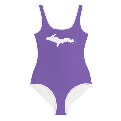 Michigan Upper Peninsula Youth Swimsuit (w/ UP Outline) | Lake Iris