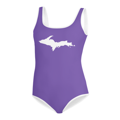 Michigan Upper Peninsula Youth Swimsuit (w/ UP Outline) | Lake Iris