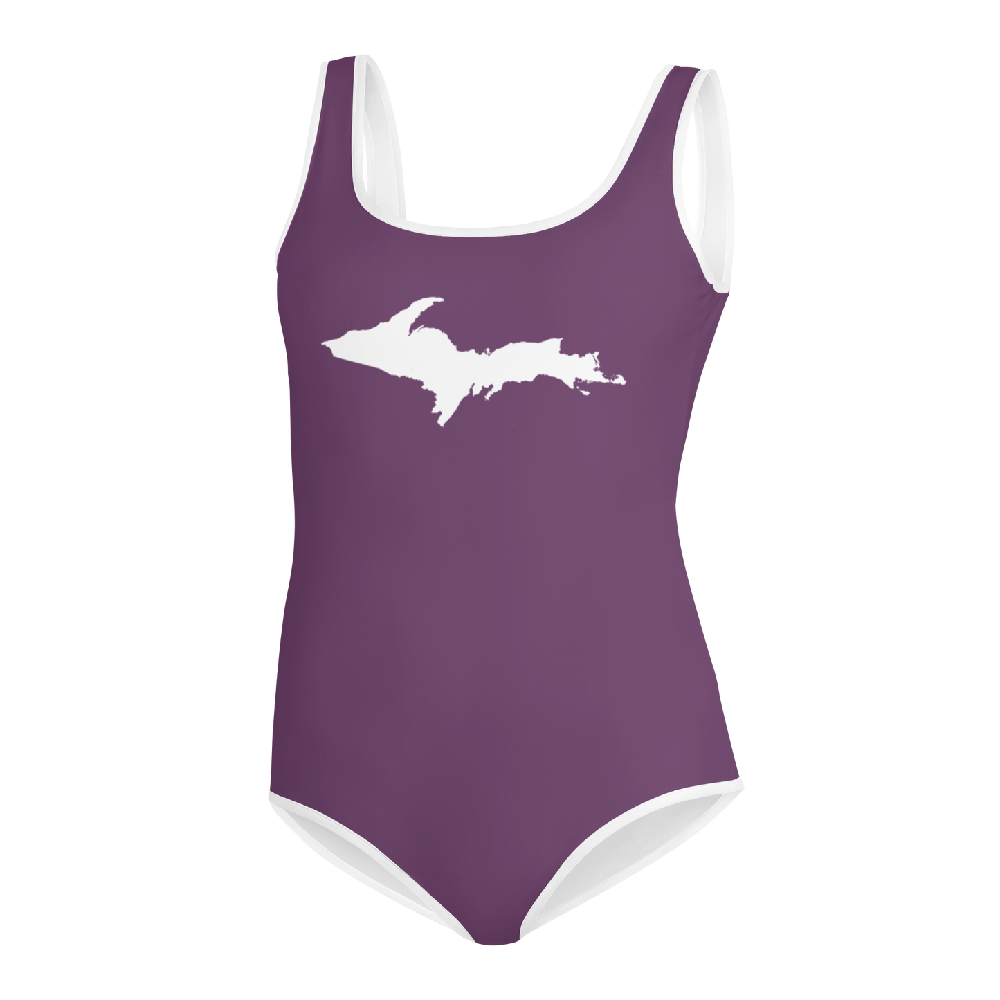 Michigan Upper Peninsula Youth Swimsuit (w/ UP Outline) | Plum