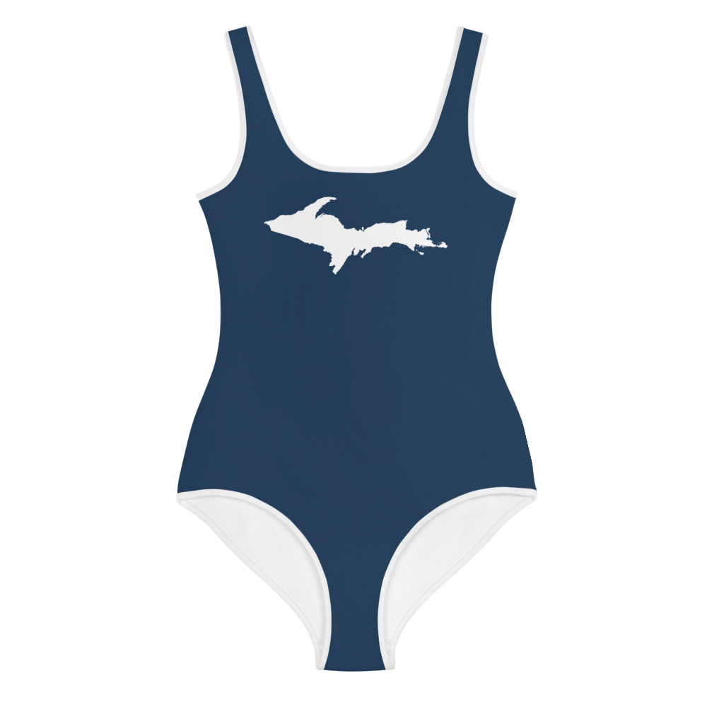 Michigan Upper Peninsula Youth Swimsuit (w/ UP Outline) | Navy