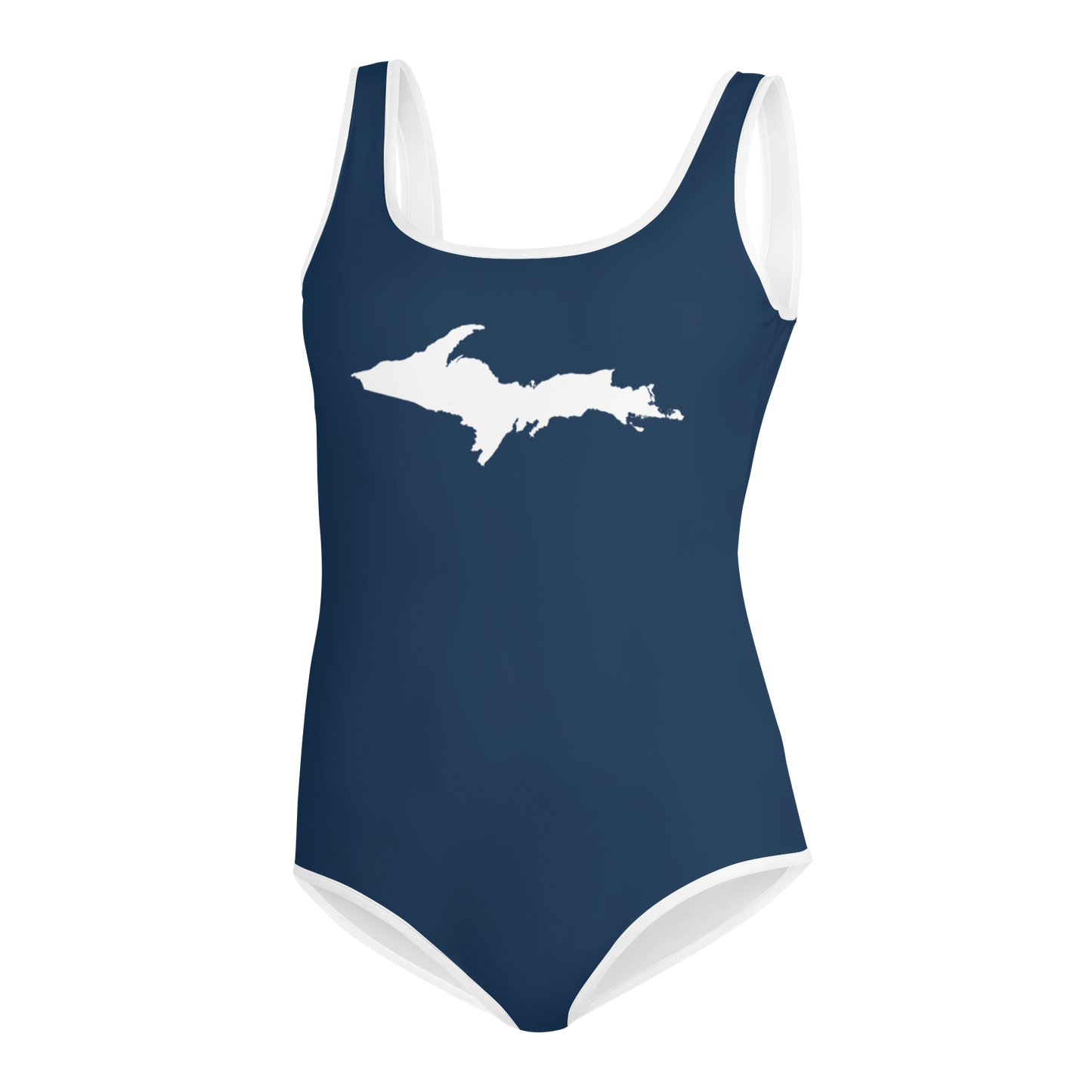 Michigan Upper Peninsula Youth Swimsuit (w/ UP Outline) | Navy