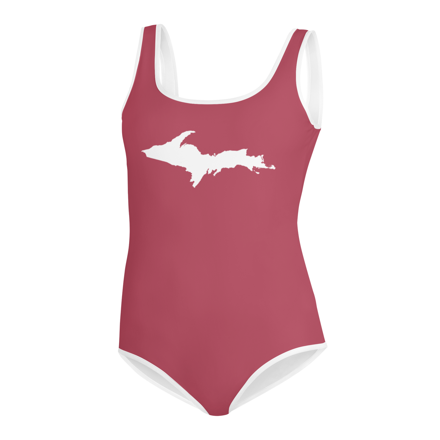 Michigan Upper Peninsula Youth Swimsuit (w/ UP Outline) | Popstar Pink