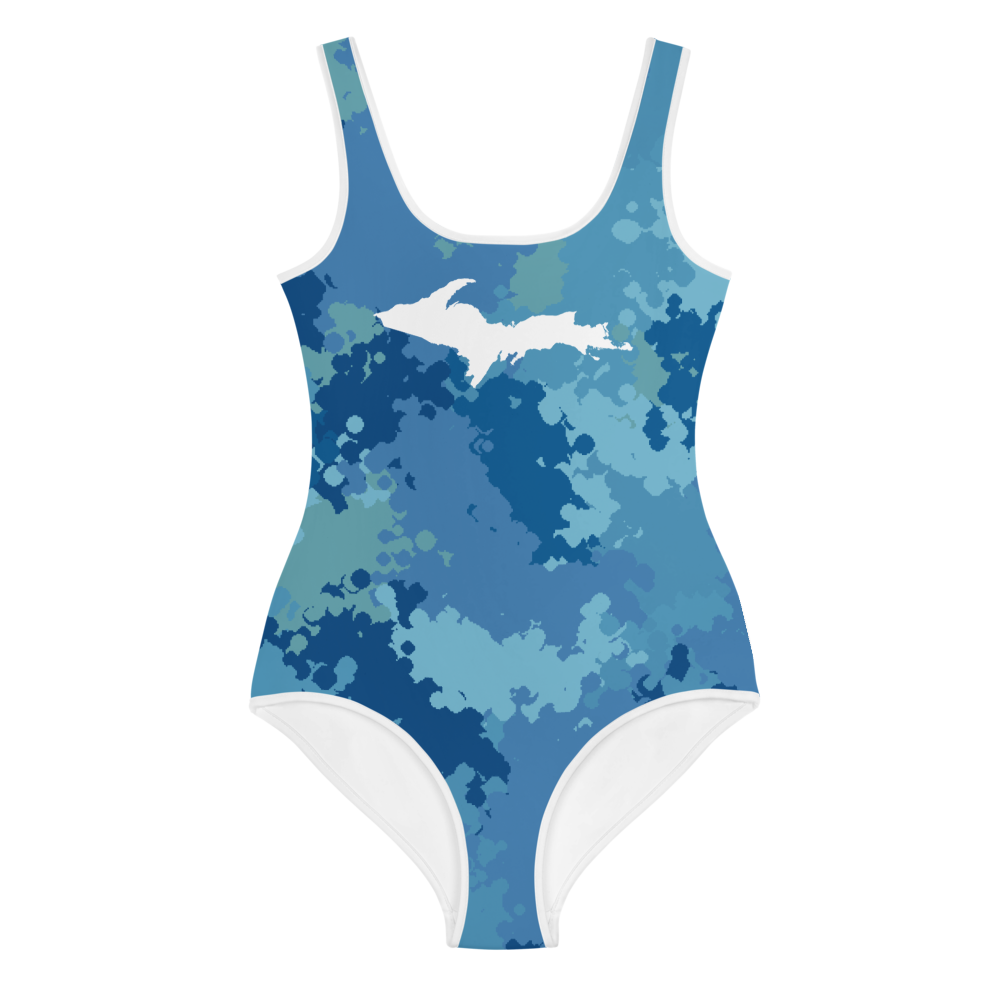 Michigan Upper Peninsula Youth Swimsuit (w/ UP Outline) | Great Lakes Camo