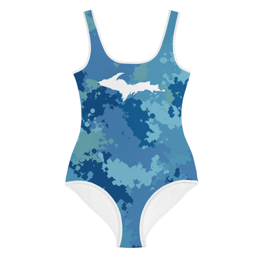 Michigan Upper Peninsula Youth Swimsuit (w/ UP Outline) | Great Lakes Camo