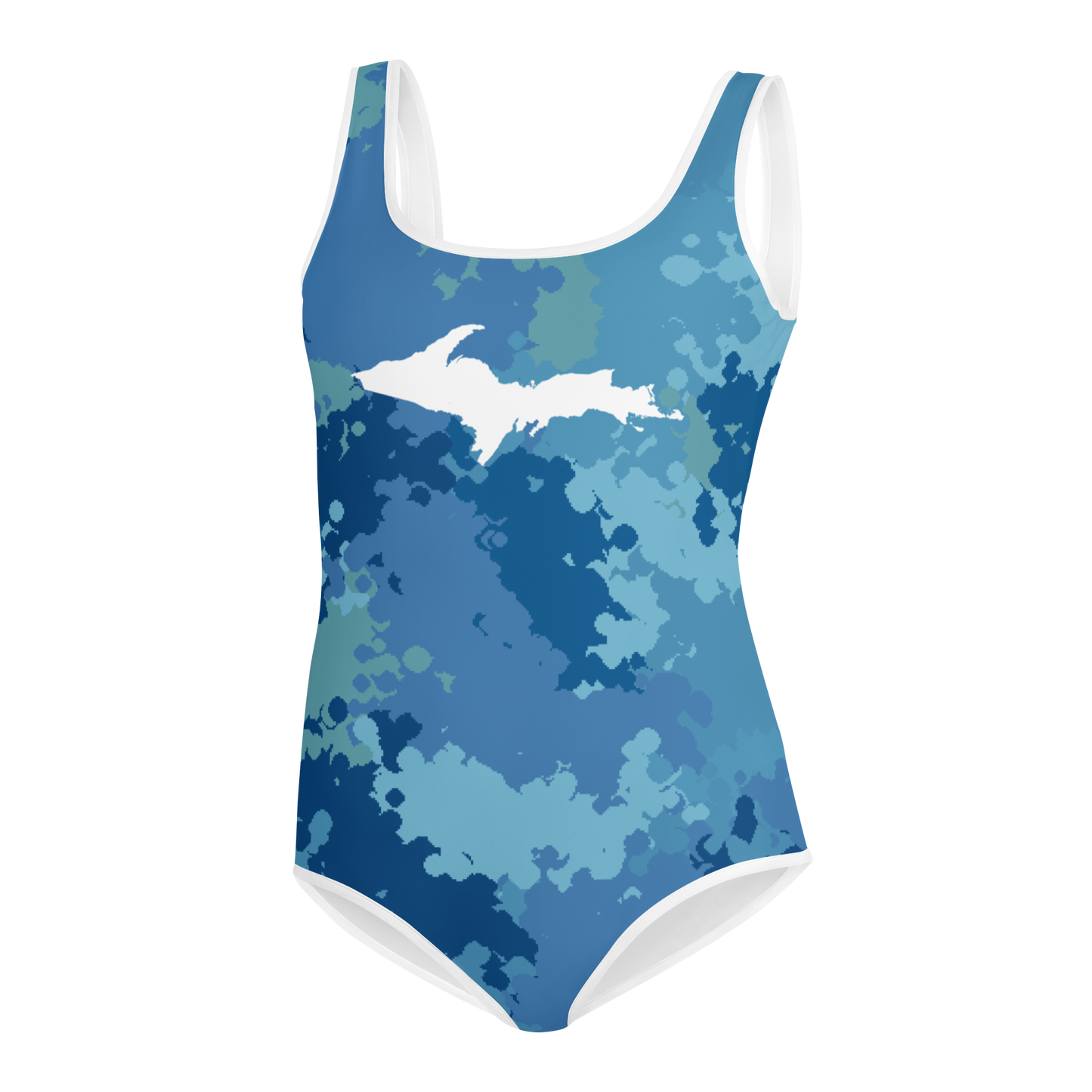 Michigan Upper Peninsula Youth Swimsuit (w/ UP Outline) | Great Lakes Camo