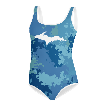 Michigan Upper Peninsula Youth Swimsuit (w/ UP Outline) | Great Lakes Camo