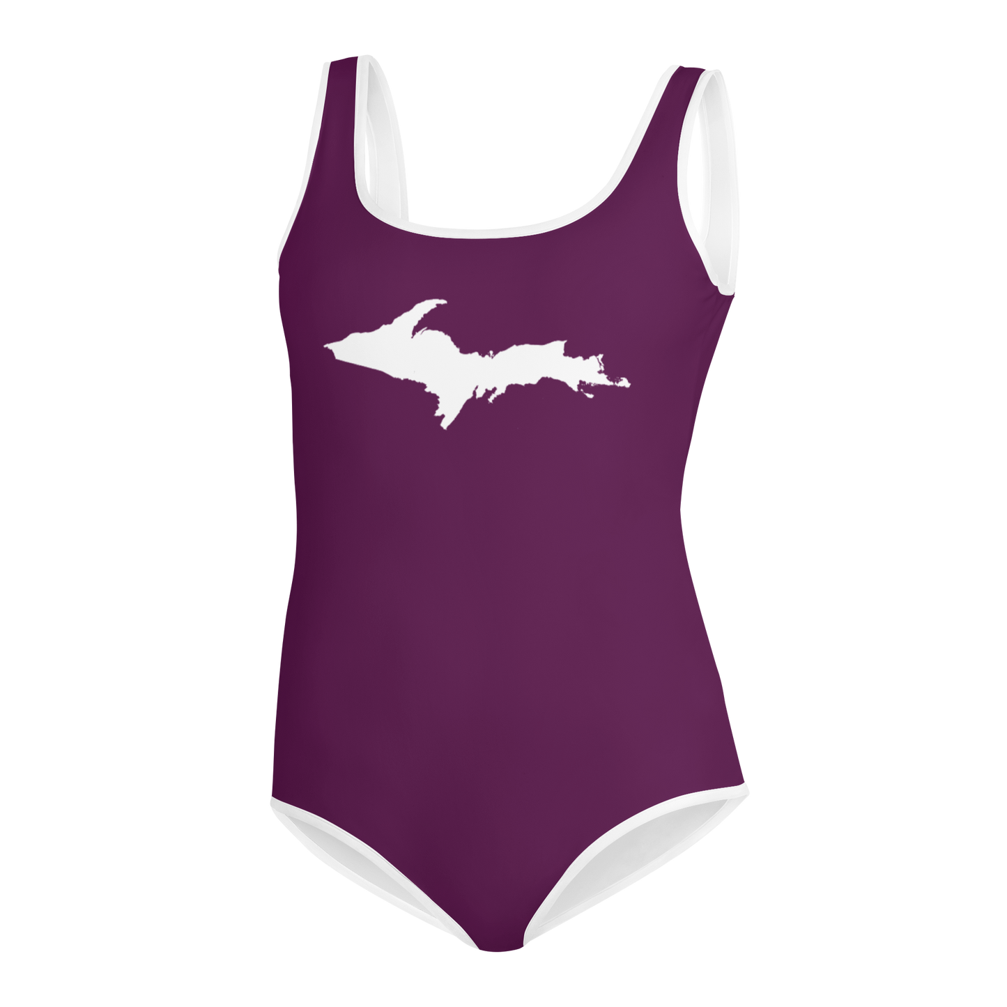 Michigan Upper Peninsula Youth Swimsuit (w/ UP Outline) | Tyrian Purple