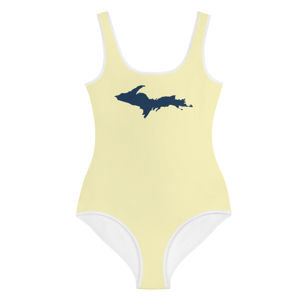 Michigan Upper Peninsula Youth Swimsuit (w/ UP Outline) | Canary Yellow