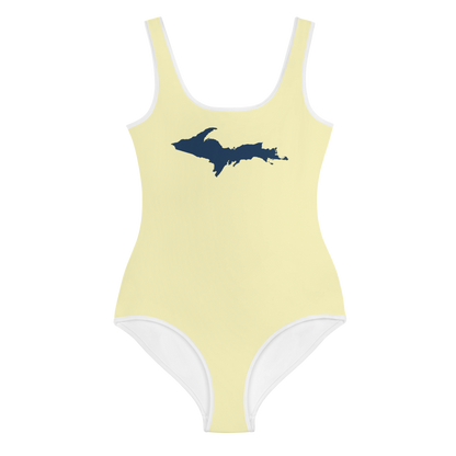 Michigan Upper Peninsula Youth Swimsuit (w/ UP Outline) | Canary Yellow