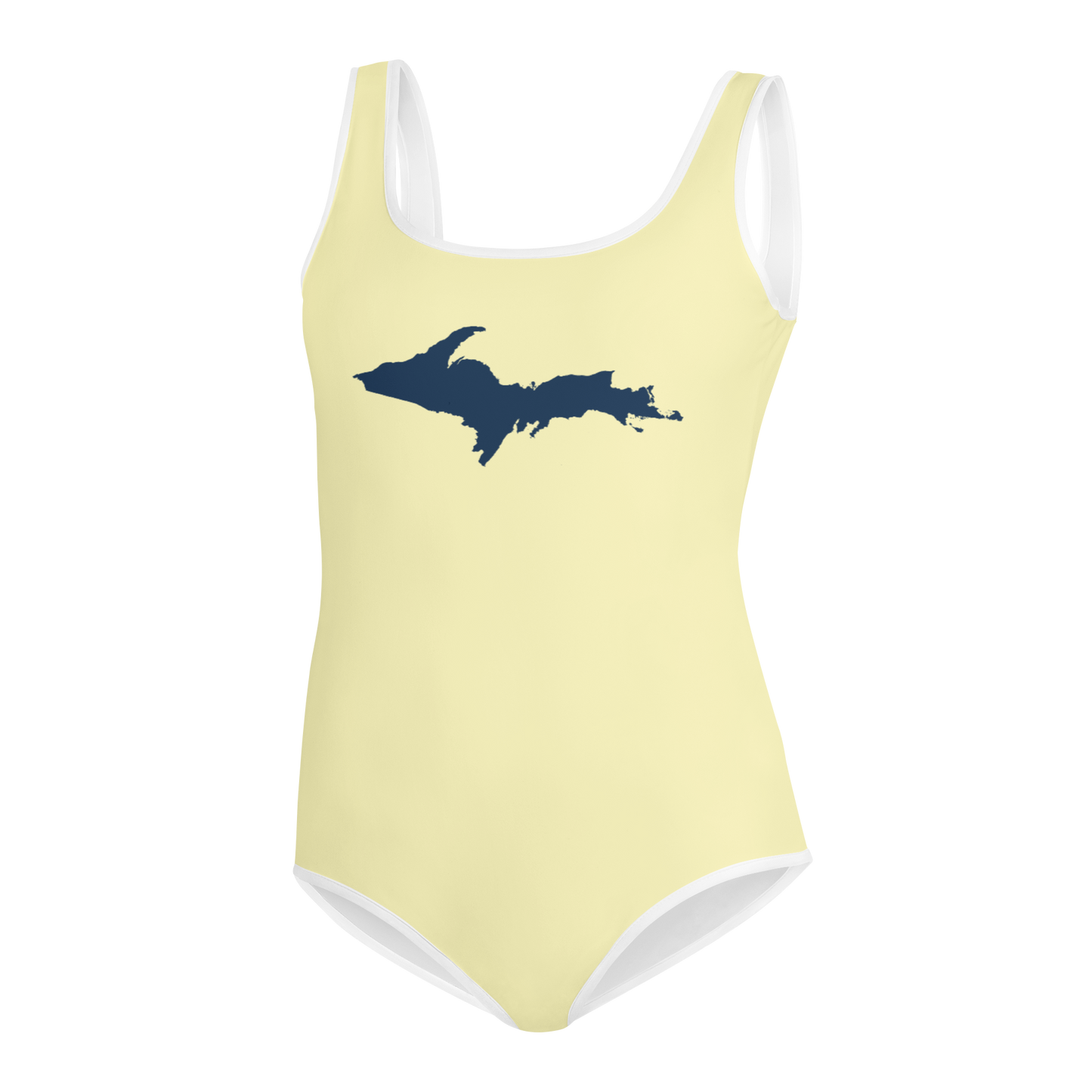 Michigan Upper Peninsula Youth Swimsuit (w/ UP Outline) | Canary Yellow