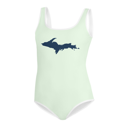 Michigan Upper Peninsula Youth Swimsuit (w/ UP Outline) | Dew Green