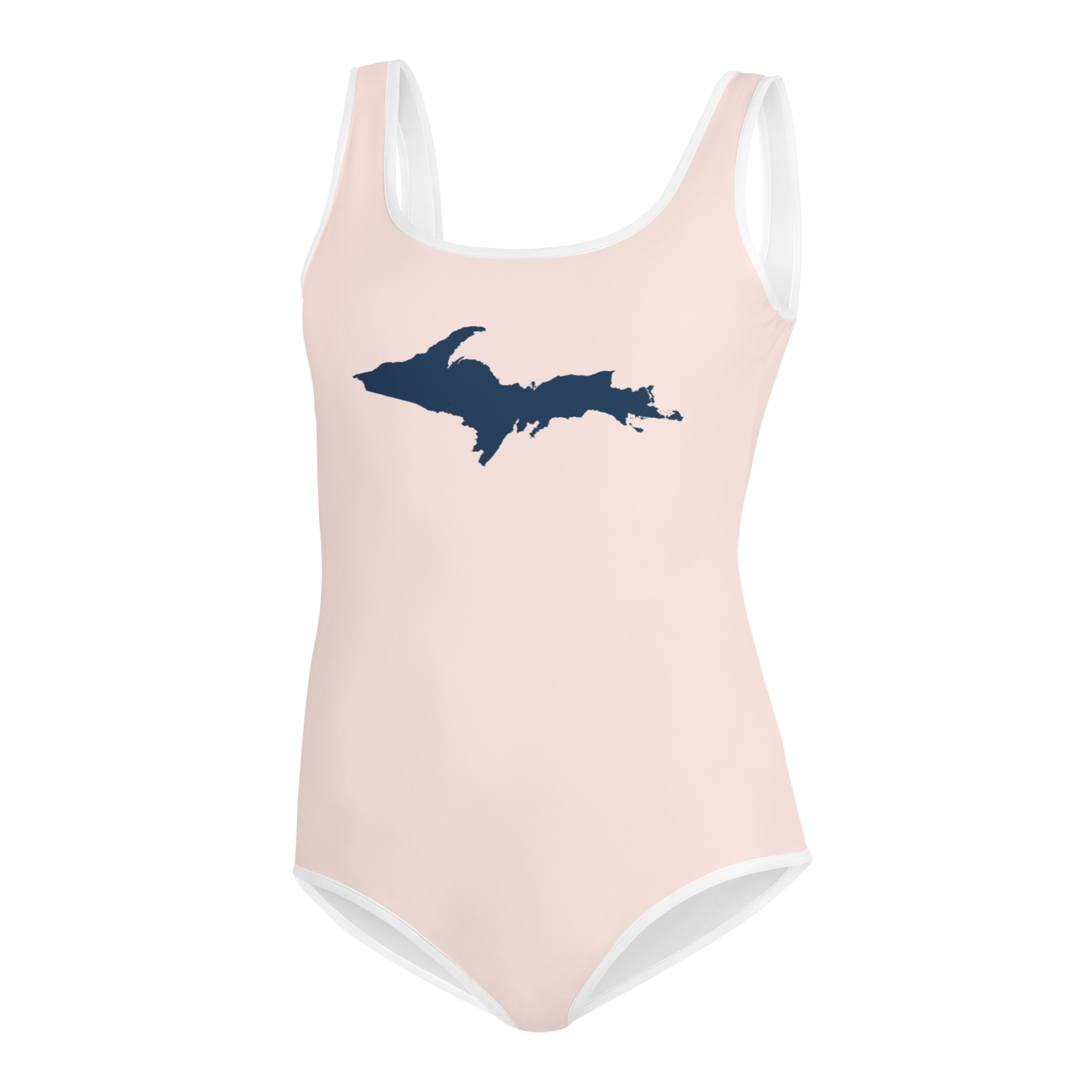 Michigan Upper Peninsula Youth Swimsuit (w/ UP Outline) | Champagne Pink