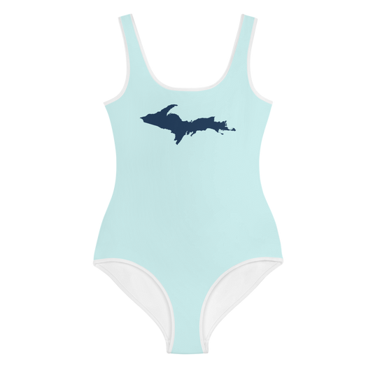 Michigan Upper Peninsula Youth Swimsuit (w/ UP Outline) | Cyan