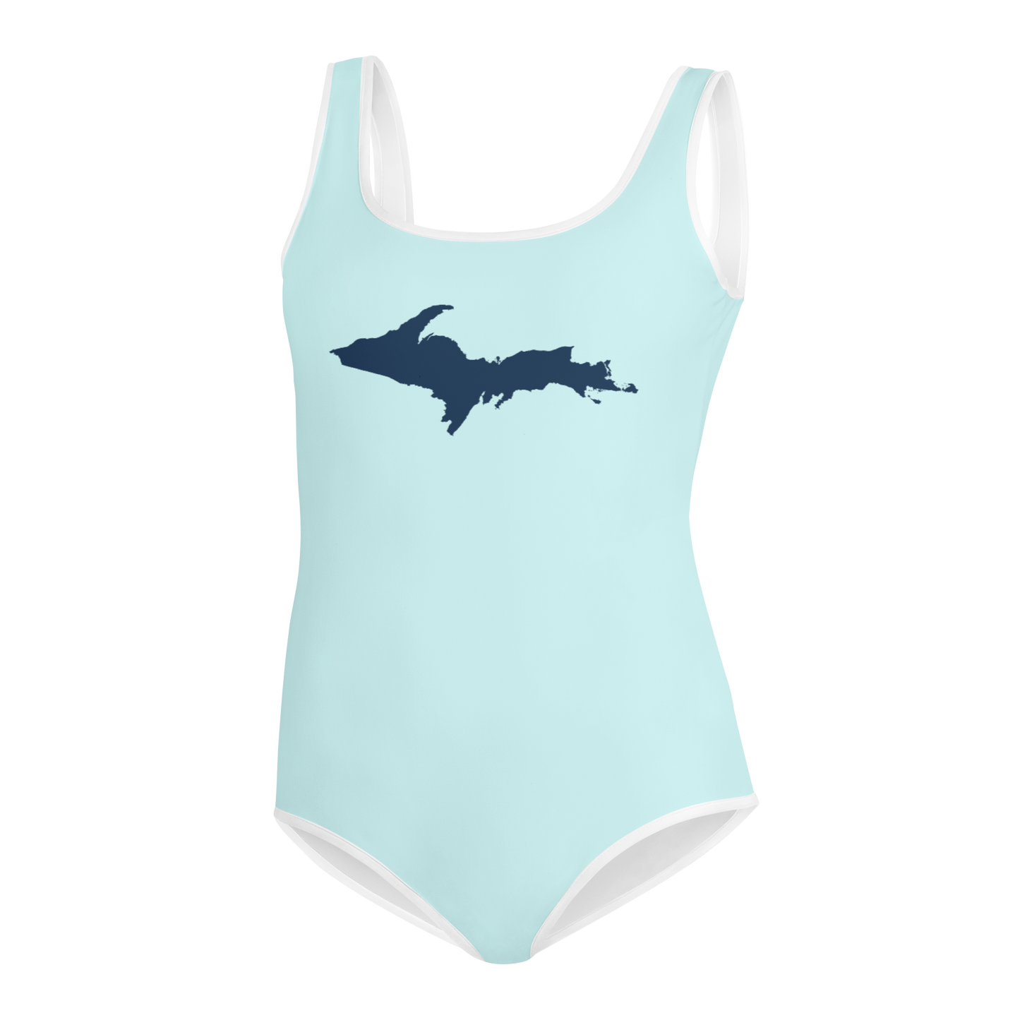 Michigan Upper Peninsula Youth Swimsuit (w/ UP Outline) | Cyan