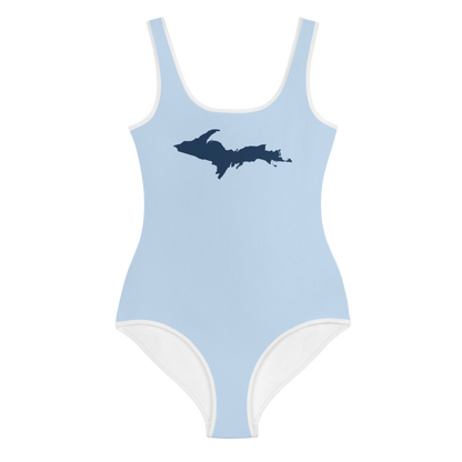 Michigan Upper Peninsula Youth Swimsuit (w/ UP Outline) | Light Blue